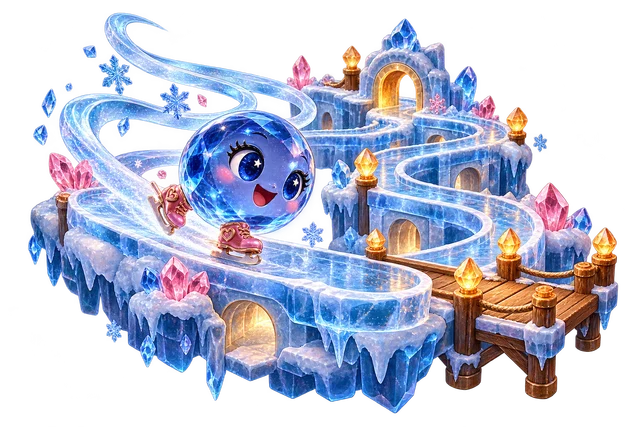 Frostbound Glide sculpted game world